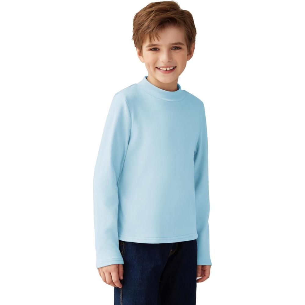 image:imageArshiner Boys Long Sleeve Turtleneck TShirt Solid Color Warm Tee Tops Casual Thermal Pullover for Kids 512 YearsLight Blue