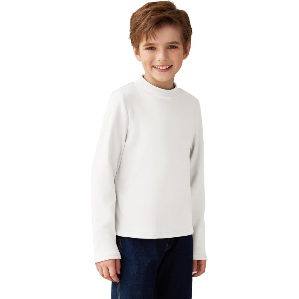 image:imageArshiner Boys Long Sleeve Turtleneck TShirt Solid Color Warm Tee Tops Casual Thermal Pullover for Kids 512 YearsWhite