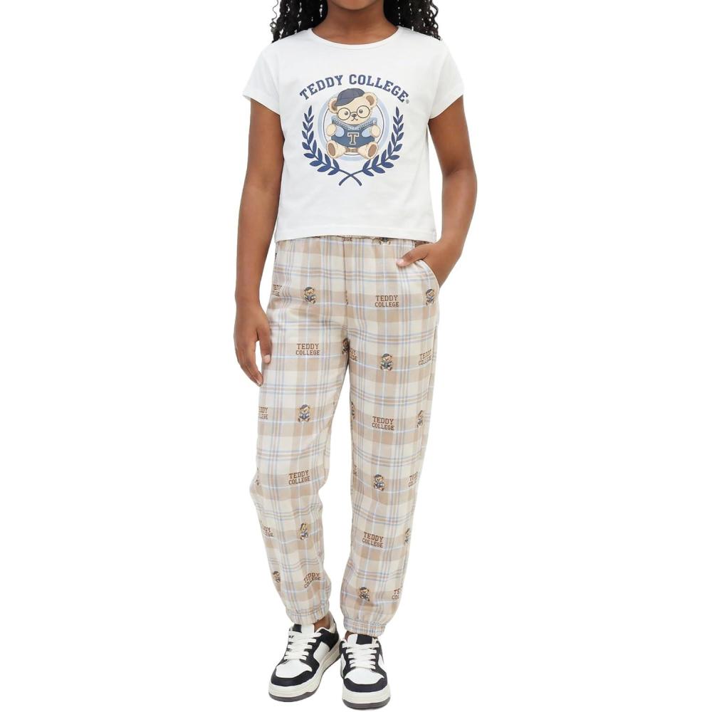 image:imageArshiner Girls Clothes 2 Piece Summer Outfits Drop Shoulder Top Pullover Sweatpants Jogger Set Sweatsuits Tracksuits 614YTeddy