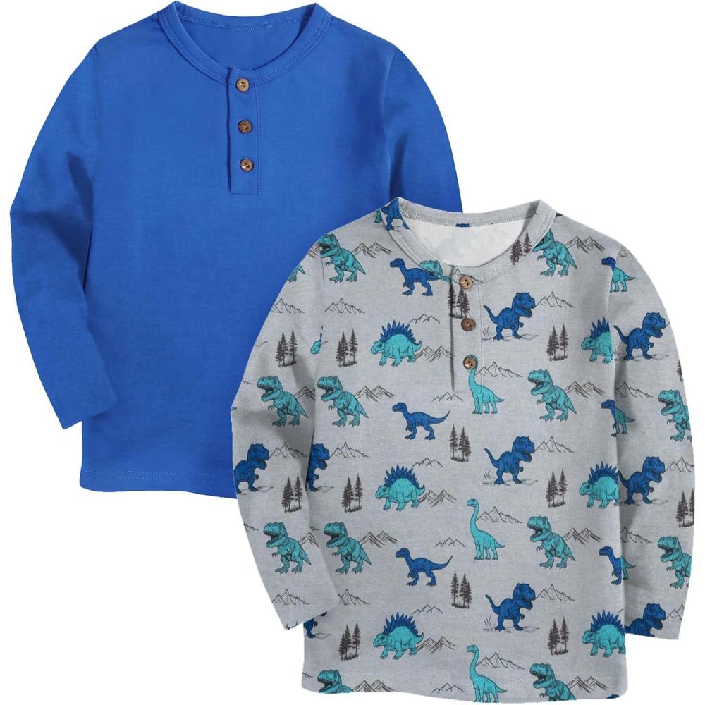 image:imageArshiner Toddler Boys 3 Pack LongSleeve Henley TShirts Casual Cotton Graphic Shirt for 29 YearsBlueGray