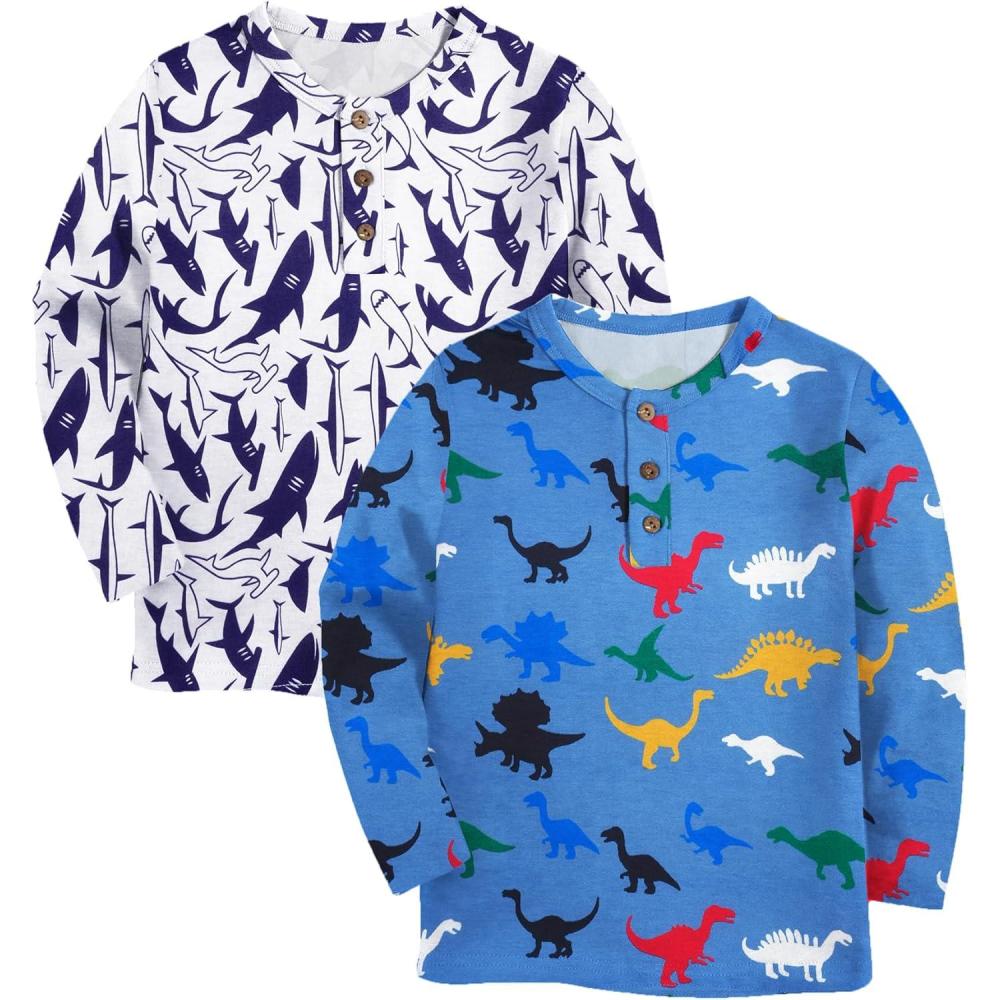 image:imageArshiner Toddler Boys 3 Pack LongSleeve Henley TShirts Casual Cotton Graphic Shirt for 29 YearsWhite Royal Blue