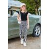 Arshiner 2 Piece Girl Clothes Outfits Spring Summer Ruffle Trim Tank Top Shirts and Pant Set with Pockets(Black Checkered)