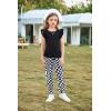 Arshiner 2 Piece Girl Clothes Outfits Spring Summer Ruffle Trim Tank Top Shirts and Pant Set with Pockets(Black Checkered)