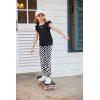 Arshiner 2 Piece Girl Clothes Outfits Spring Summer Ruffle Trim Tank Top Shirts and Pant Set with Pockets(Black Checkered)