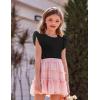 Arshiner 2 Piece Girl Clothes Outfits Spring Summer Ruffle Trim Tank Top Shirts and Pant Set with Pockets(Black and Pink Plaid)