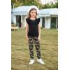 Arshiner 2 Piece Girl Clothes Outfits Spring Summer Ruffle Trim Tank Top Shirts and Pant Set with Pockets(Black-camouflage)