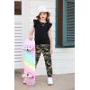 Arshiner 2 Piece Girl Clothes Outfits Spring Summer Ruffle Trim Tank Top Shirts and Pant Set with Pockets(Black-camouflage)