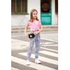 Arshiner 2 Piece Girl Clothes Outfits Spring Summer Ruffle Trim Tank Top Shirts and Pant Set with Pockets(Pink-strawberry)