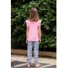 Arshiner 2 Piece Girl Clothes Outfits Spring Summer Ruffle Trim Tank Top Shirts and Pant Set with Pockets(Pink-strawberry)