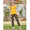 Arshiner 2 Piece Girl Clothes Outfits Spring Summer Ruffle Trim Tank Top Shirts and Pant Set with Pockets(Yellow-sunflower)