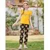 Arshiner 2 Piece Girl Clothes Outfits Spring Summer Ruffle Trim Tank Top Shirts and Pant Set with Pockets(Yellow-sunflower)