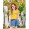 Arshiner 2 Piece Girl Clothes Outfits Spring Summer Ruffle Trim Tank Top Shirts and Pant Set with Pockets(Yellow-sunflower)
