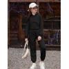 Arshiner 3 Piece Girls Jogger Set Sweatsuits Crop Sweatshirt Hoodie Adjustable Cami Top and Sweatpants(Black)