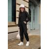 Arshiner 3 Piece Girls Jogger Set Sweatsuits Crop Sweatshirt Hoodie Adjustable Cami Top and Sweatpants(Black)