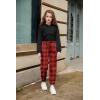 Arshiner 3 Piece Girls Jogger Set Sweatsuits Crop Sweatshirt Hoodie Adjustable Cami Top and Sweatpants(Black Red-plaid)