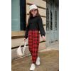 Arshiner 3 Piece Girls Jogger Set Sweatsuits Crop Sweatshirt Hoodie Adjustable Cami Top and Sweatpants(Black Red-plaid)