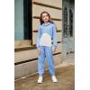 Arshiner 3 Piece Girls Jogger Set Sweatsuits Crop Sweatshirt Hoodie Adjustable Cami Top and Sweatpants(Blue)