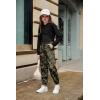 Arshiner 3 Piece Girls Jogger Set Sweatsuits Crop Sweatshirt Hoodie Adjustable Cami Top and Sweatpants(Camouflage)
