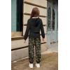 Arshiner 3 Piece Girls Jogger Set Sweatsuits Crop Sweatshirt Hoodie Adjustable Cami Top and Sweatpants(Camouflage)