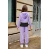 Arshiner 3 Piece Girls Jogger Set Sweatsuits Crop Sweatshirt Hoodie Adjustable Cami Top and Sweatpants(Purple)