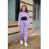 Arshiner 3 Piece Girls Jogger Set Sweatsuits Crop Sweatshirt Hoodie Adjustable Cami Top and Sweatpants(Purple)