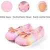 Arshiner Ballet Shoes for Girls Canvas Ballet Slippers Dance Shoes with Elastic Band for Toddler/Little Kid/Big Kid(Shiny Rainbow)