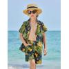 Arshiner Boys 2 Piece Outfits Hawaiian Shorts Sets Button Down Shirt and Shorts Summer Beach Clothes for 2-12 Years(Black – Yellow & Green Leaf Print)