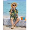 Arshiner Boys 2 Piece Outfits Hawaiian Shorts Sets Button Down Shirt and Shorts Summer Beach Clothes for 2-12 Years(Black – Yellow & Green Leaf Print)