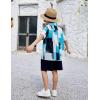 Arshiner Boys 2 Piece Outfits Hawaiian Shorts Sets Button Down Shirt and Shorts Summer Beach Clothes for 2-12 Years(Blue & White – Colorblock)