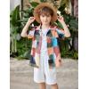 Arshiner Boys 2 Piece Outfits Hawaiian Shorts Sets Button Down Shirt and Shorts Summer Beach Clothes for 2-12 Years(Brown & Green – Colorblock)