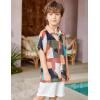 Arshiner Boys 2 Piece Outfits Hawaiian Shorts Sets Button Down Shirt and Shorts Summer Beach Clothes for 2-12 Years(Brown & Green – Colorblock)