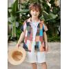 Arshiner Boys 2 Piece Outfits Hawaiian Shorts Sets Button Down Shirt and Shorts Summer Beach Clothes for 2-12 Years(Brown & Green – Colorblock)