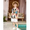 Arshiner Boys 2 Piece Outfits Hawaiian Shorts Sets Button Down Shirt and Shorts Summer Beach Clothes for 2-12 Years(Brown & Green – Colorblock)