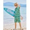 Arshiner Boys 2 Piece Outfits Hawaiian Shorts Sets Button Down Shirt and Shorts Summer Beach Clothes for 2-12 Years(Green Leaves)
