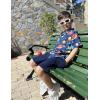 Arshiner Boys 2 Piece Outfits Hawaiian Shorts Sets Button Down Shirt and Shorts Summer Beach Clothes for 2-12 Years(Navy – Planet Print)