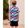 Arshiner Boys 2 Piece Outfits Hawaiian Shorts Sets Button Down Shirt and Shorts Summer Beach Clothes for 2-12 Years(Pink/Blue Tie Dye – Palm Tree)