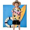 Arshiner Boys 2 Piece Outfits Hawaiian Shorts Sets Button Down Shirt and Shorts Summer Beach Clothes for 2-12 Years(Tie Dye – Palm Tree)