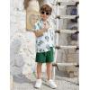 Arshiner Boys 2 Piece Outfits Hawaiian Shorts Sets Button Down Shirt and Shorts Summer Beach Clothes for 2-12 Years(White – Leaf Print)