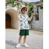 Arshiner Boys 2 Piece Outfits Hawaiian Shorts Sets Button Down Shirt and Shorts Summer Beach Clothes for 2-12 Years(White – Leaf Print)