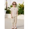 Arshiner Boy’s 2 Pieces Clothes Set Henley Shirt Short Sleeve and Pants Wide Leg Baggy Summer Casual Outfits(Cream)