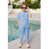Arshiner Boy’s 2 Pieces Clothes Set Henley Shirt Short Sleeve and Pants Wide Leg Baggy Summer Casual Outfits(Light Blue)