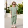 Arshiner Boy’s 2 Pieces Clothes Set Henley Shirt Short Sleeve and Pants Wide Leg Baggy Summer Casual Outfits(Light Green)