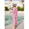 Arshiner Boy’s 2 Pieces Clothes Set Henley Shirt Short Sleeve and Pants Wide Leg Baggy Summer Casual Outfits(Pink)