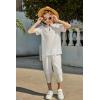 Arshiner Boy’s 2 Pieces Clothes Set Henley Shirt Short Sleeve and Pants Wide Leg Baggy Summer Casual Outfits(White)