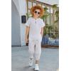 Arshiner Boy’s 2 Pieces Clothes Set Henley Shirt Short Sleeve and Pants Wide Leg Baggy Summer Casual Outfits(White)