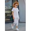 Arshiner Boy’s 2 Pieces Clothes Set Henley Shirt Short Sleeve and Pants Wide Leg Baggy Summer Casual Outfits(White)