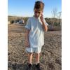 Arshiner Boy’s 2 Pieces Linen Sets Short Sleeve Henley Shirt and Shorts Summer Beach Matching Outfits 5-12 Years(Pale Blue)