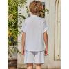 Arshiner Boy’s 2 Pieces Linen Sets Short Sleeve Henley Shirt and Shorts Summer Beach Matching Outfits 5-12 Years(White)