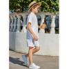 Arshiner Boy’s 2 Pieces Linen Sets Short Sleeve Henley Shirt and Shorts Summer Beach Matching Outfits 5-12 Years(White)