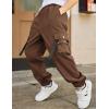 Arshiner Boys Cargo Joggers Pants Kids Elastic Waist Casual Pants Lightweight School Pants with 4 Pockets 5-12 Years(Brown)